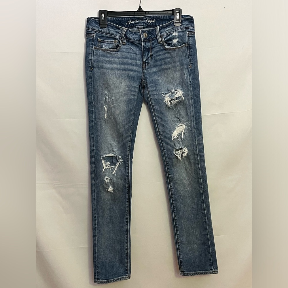 Amarican eagle stretch women skinny ripped jeans size 6 regular